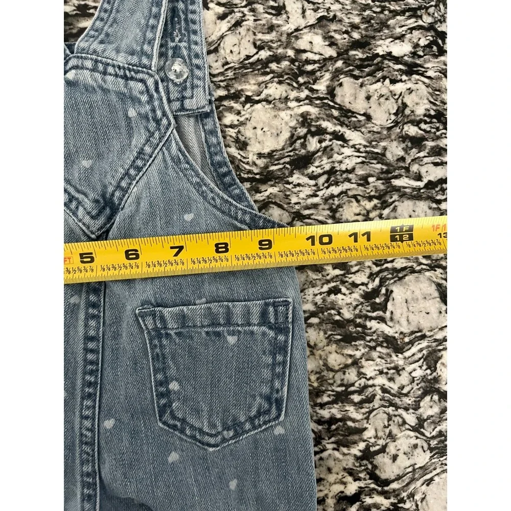 Old Navy Overall Baby Girl 6-12M Blue All Over‎ Tiny Heart Print Denim One Piece